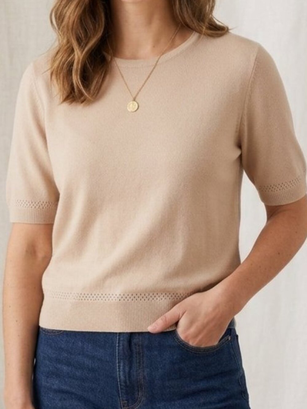 Vintage Marks & Spencer Women's Size UK 16 Soft Short Sleeve Sweater Top